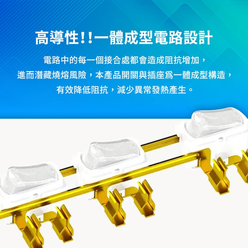 保護傘7切6座3P延長線（PU-3763S）